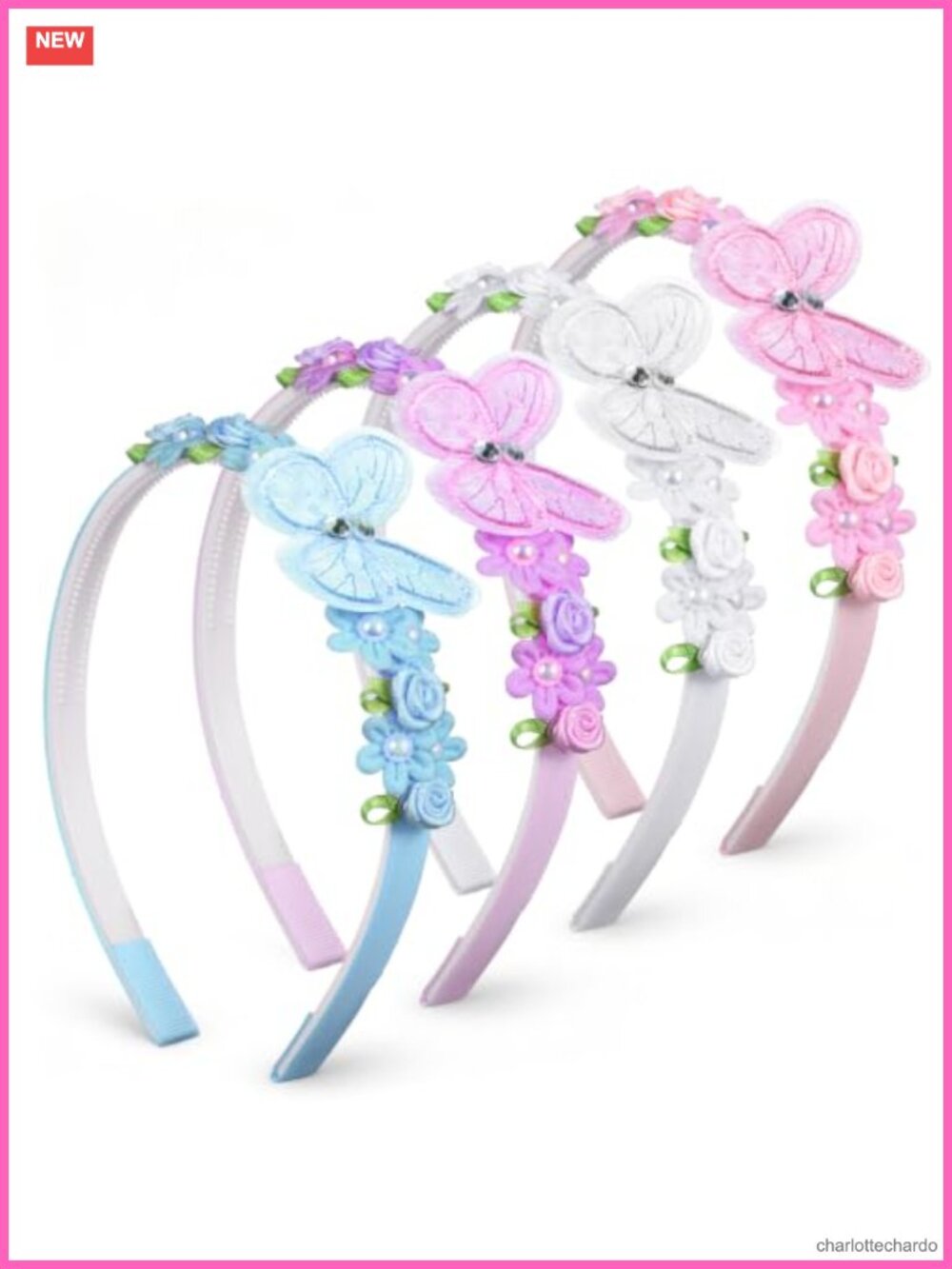 4Pcs Glitter Butterfly Headbands Anti-Slip Hair Accessories for Girls